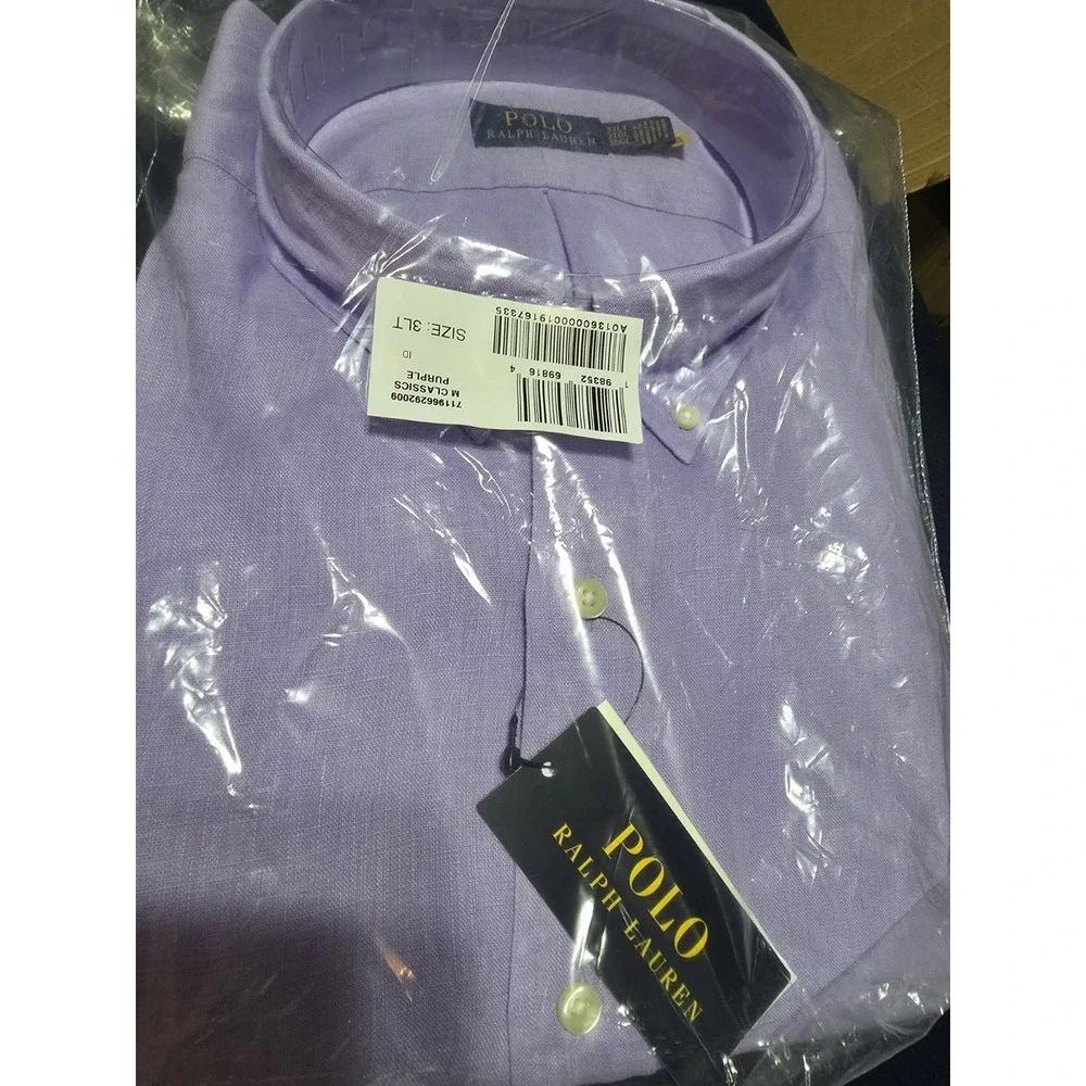Polo Ralph Lauren Dress Shirt Solid Purple Teal Big & Tall Men's Size 3XLT NWT